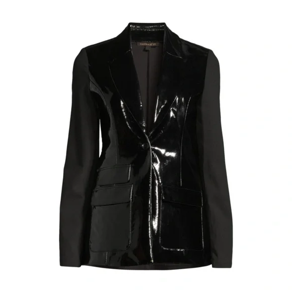 NWT Capsule 121 The Vinyl Combo Dart Blazer in Black Sz. S - Picture 4 of 4